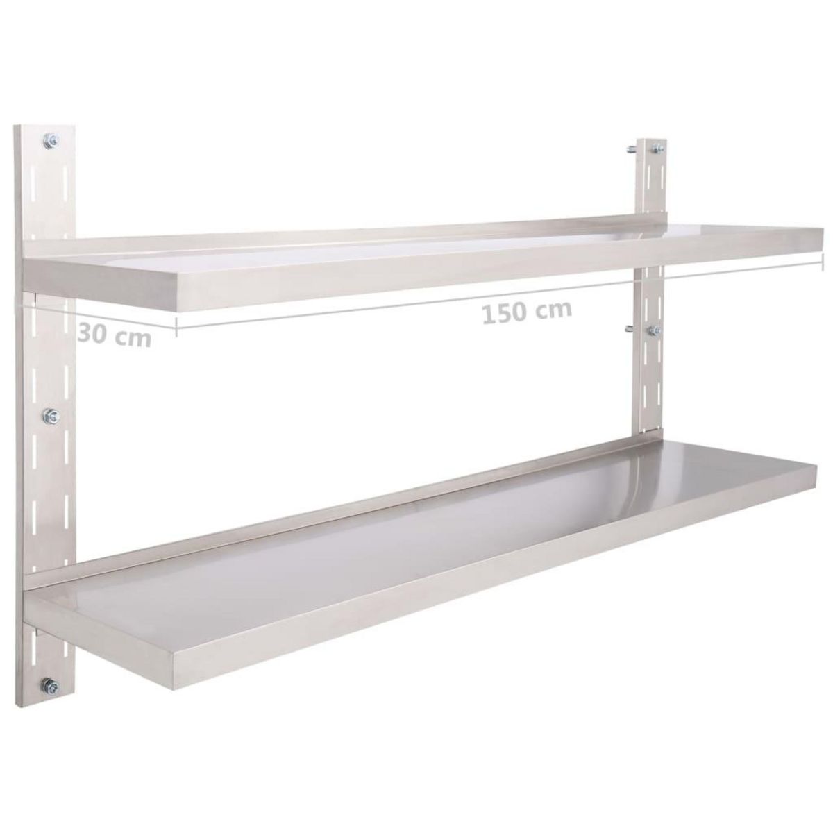VIDAXL Etagere murale a 2 niveaux Acier inoxydable 150x30 cm