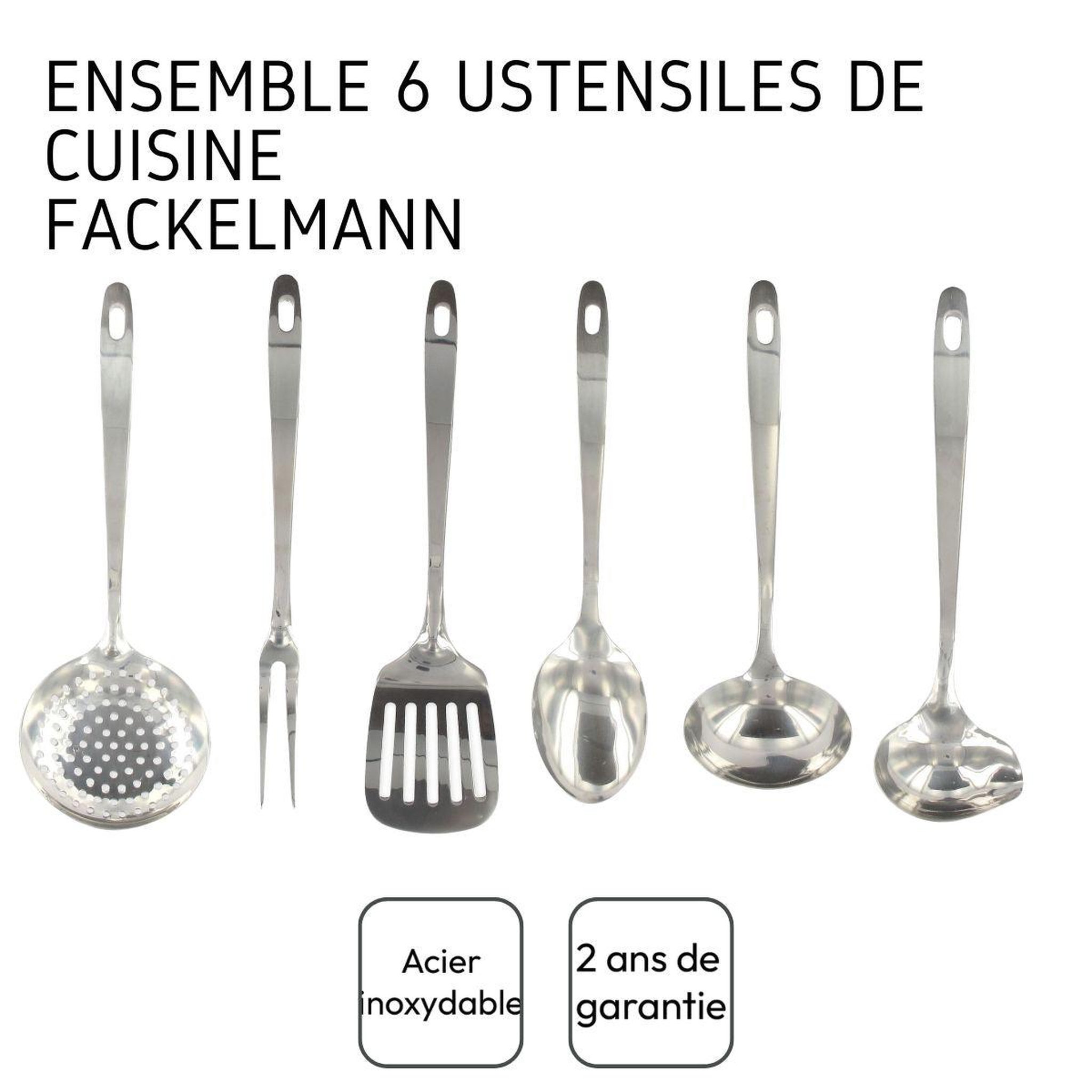 Voir la diapositive 4 : Fackelmann Ensemble ustensiles de cuisine 6 pièces inox fackelmann oxford