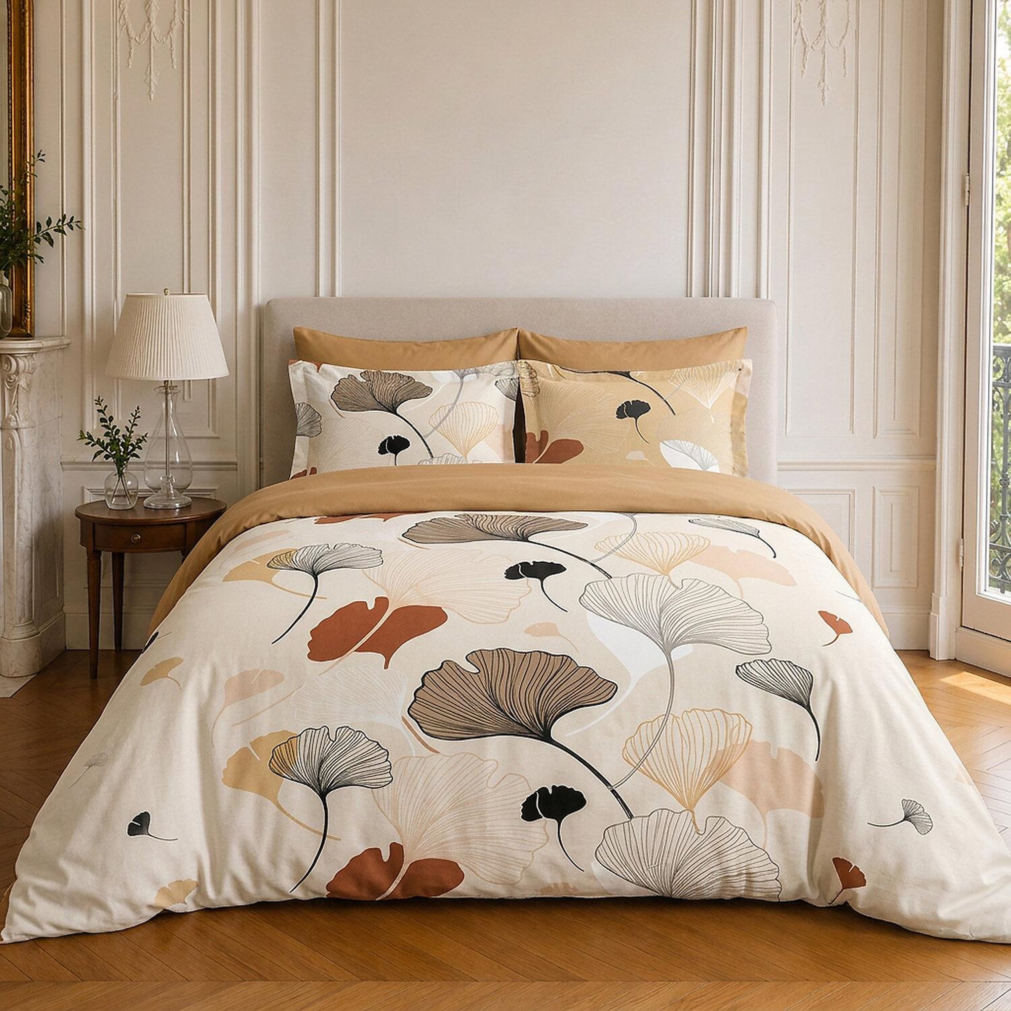Voir la diapositive 1 : Home collection Parure housse de couette imprimée 100% coton 57 fils - minkly