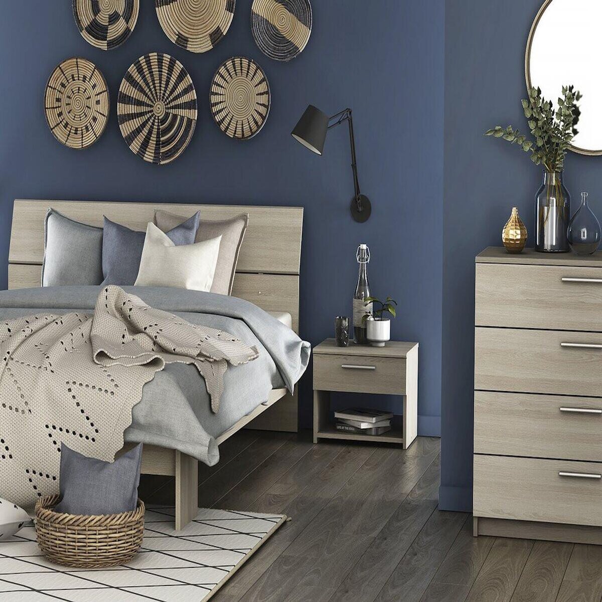 Habitat et Jardin Table de chevet en bois  Pricy  - 1 tiroir - 1 niche - 43 x 32 x 32 cm - Beige