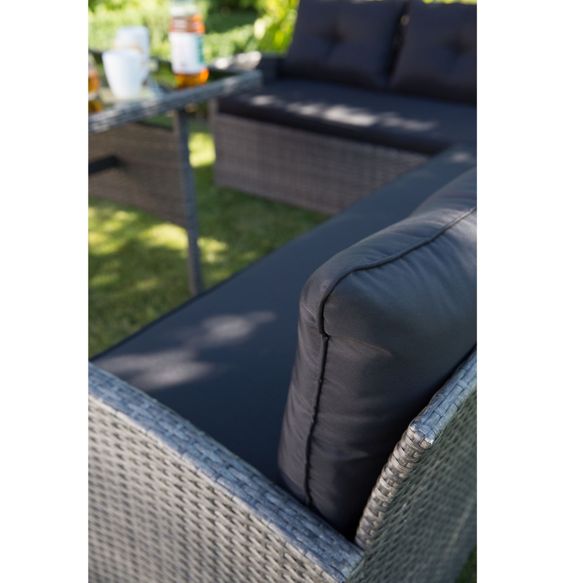 GARDENSTAR Salon bas de jardin - 8 places - Acier/bois - Gris - CANCUN