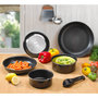 Voir la diapositive 2 : Batterie de cuisine induction 6 pièces noire