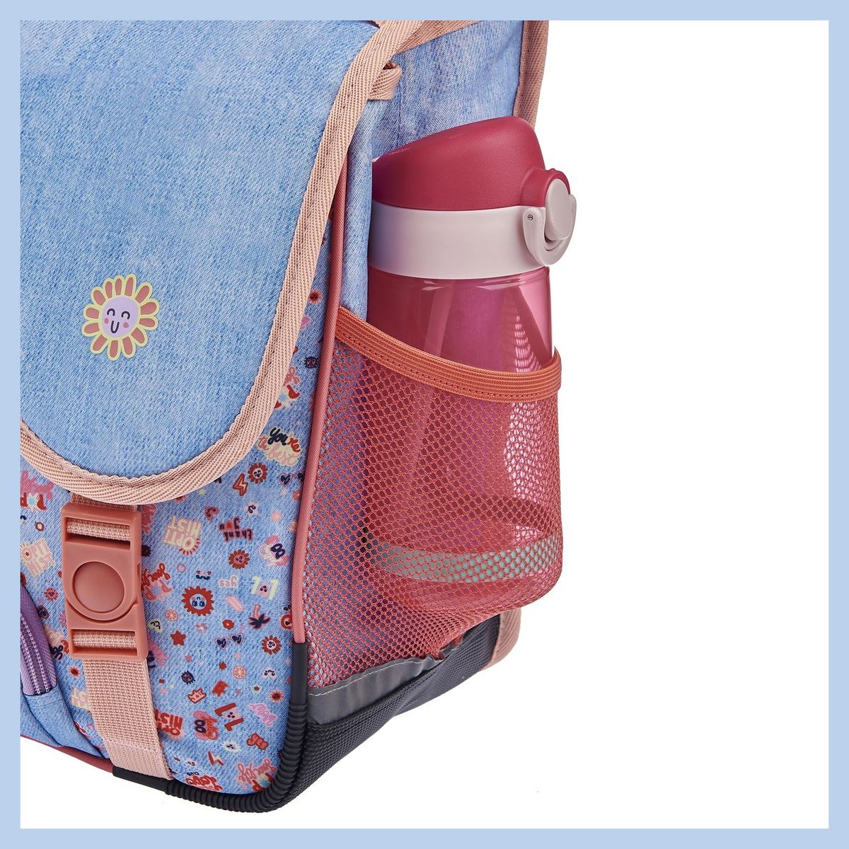 AUCHAN Cartable 41 cm bleu STICKY HAPPINESS