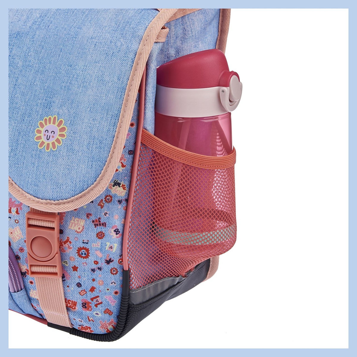 AUCHAN Cartable 41 cm bleu STICKY HAPPINESS