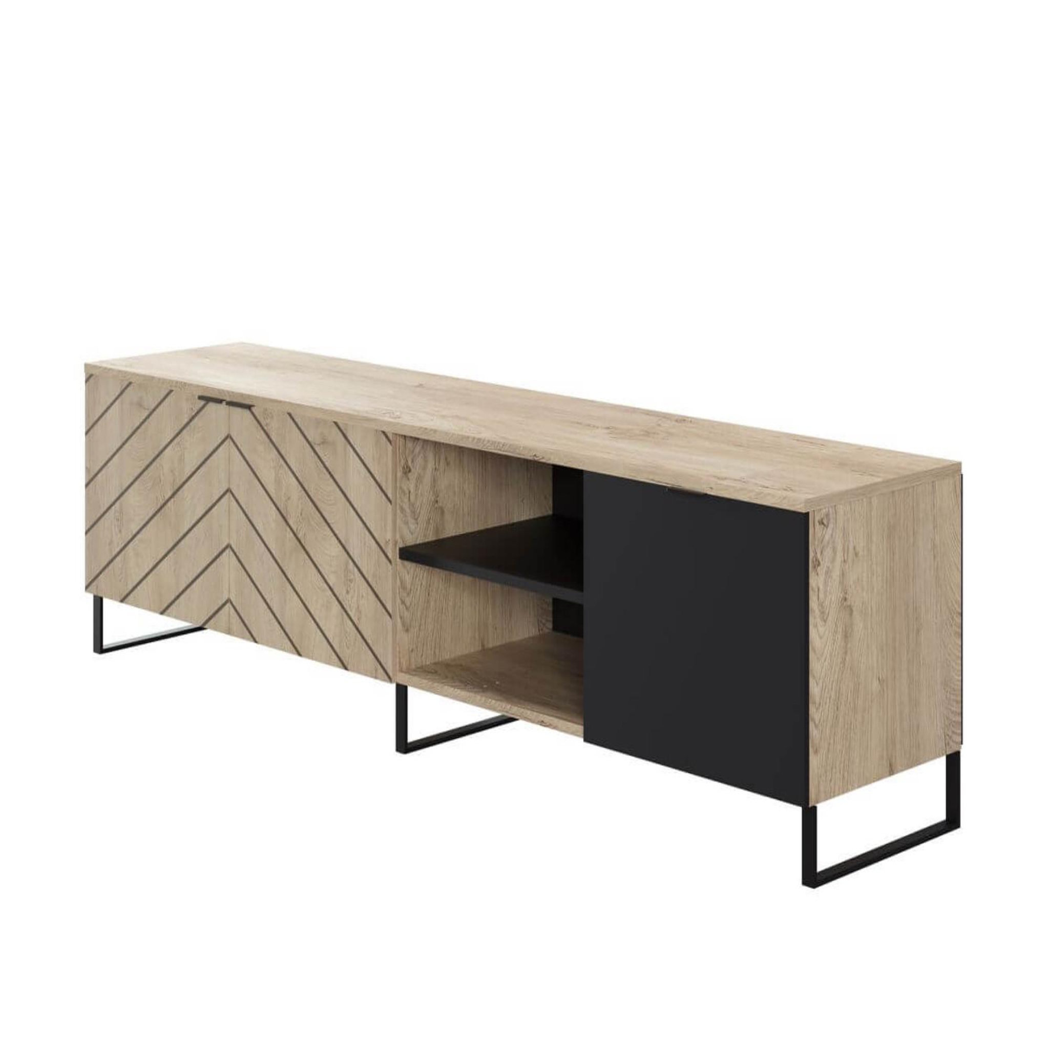 Voir la diapositive 2 : Bobochic Bobochic auxane - meuble tv - bois et noir - 200 cm - style contemporain