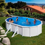 GRE Piscine hors sol acier ovale - Blanche - 6,34 x 3,99 x H 1,22m - FIDJI