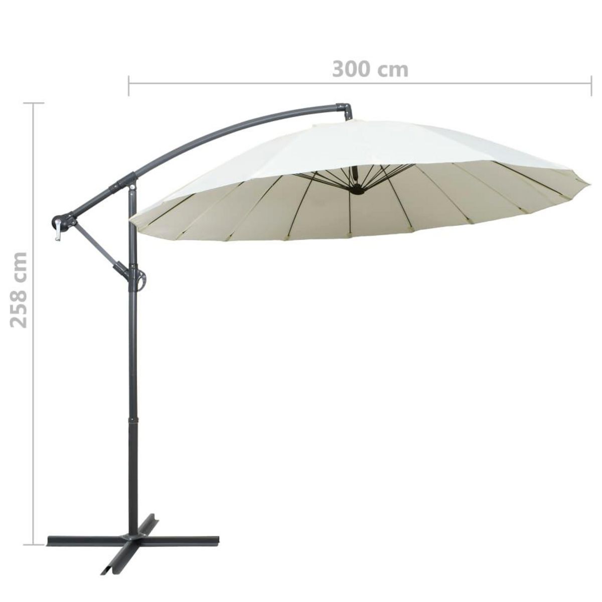 VIDAXL Parasol suspendu avec poteau en aluminium Blanc 3 m