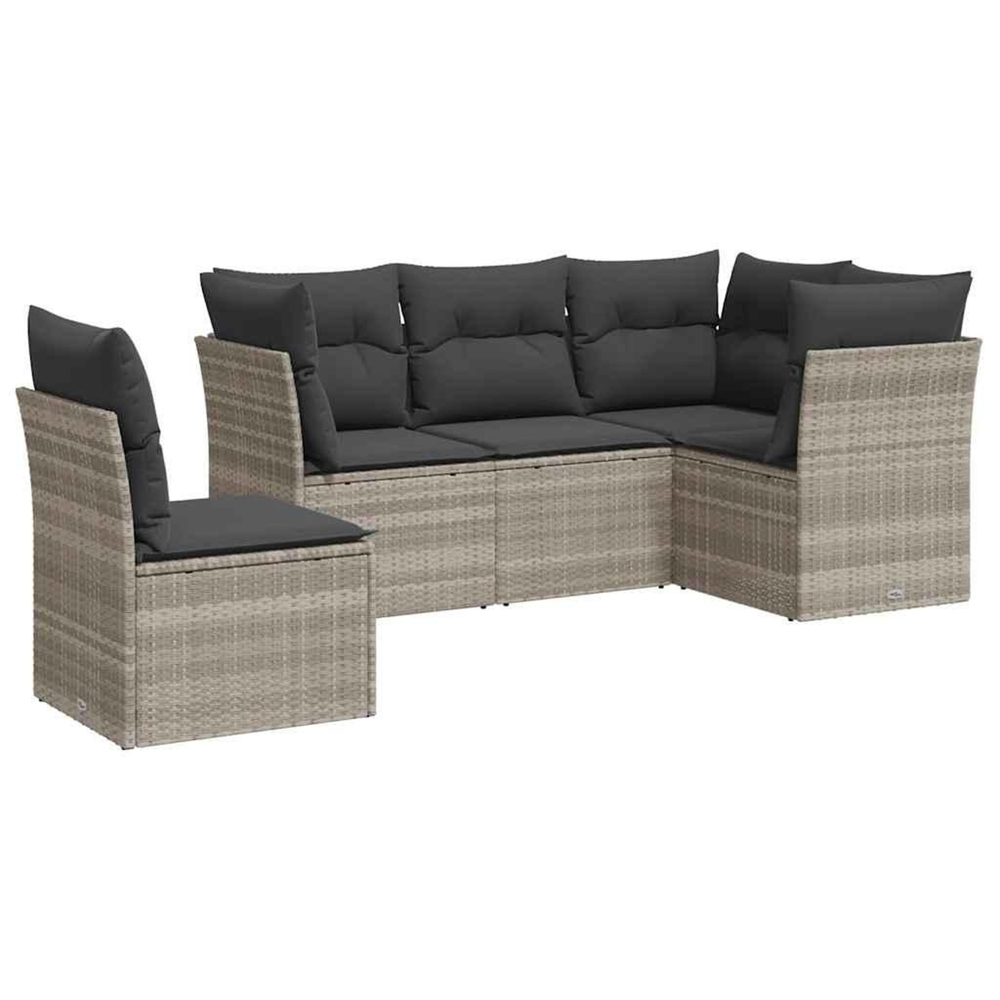 Voir la diapositive 2 : VIDAXL Salon de jardin 5 pcs avec coussins gris clair resine tressee