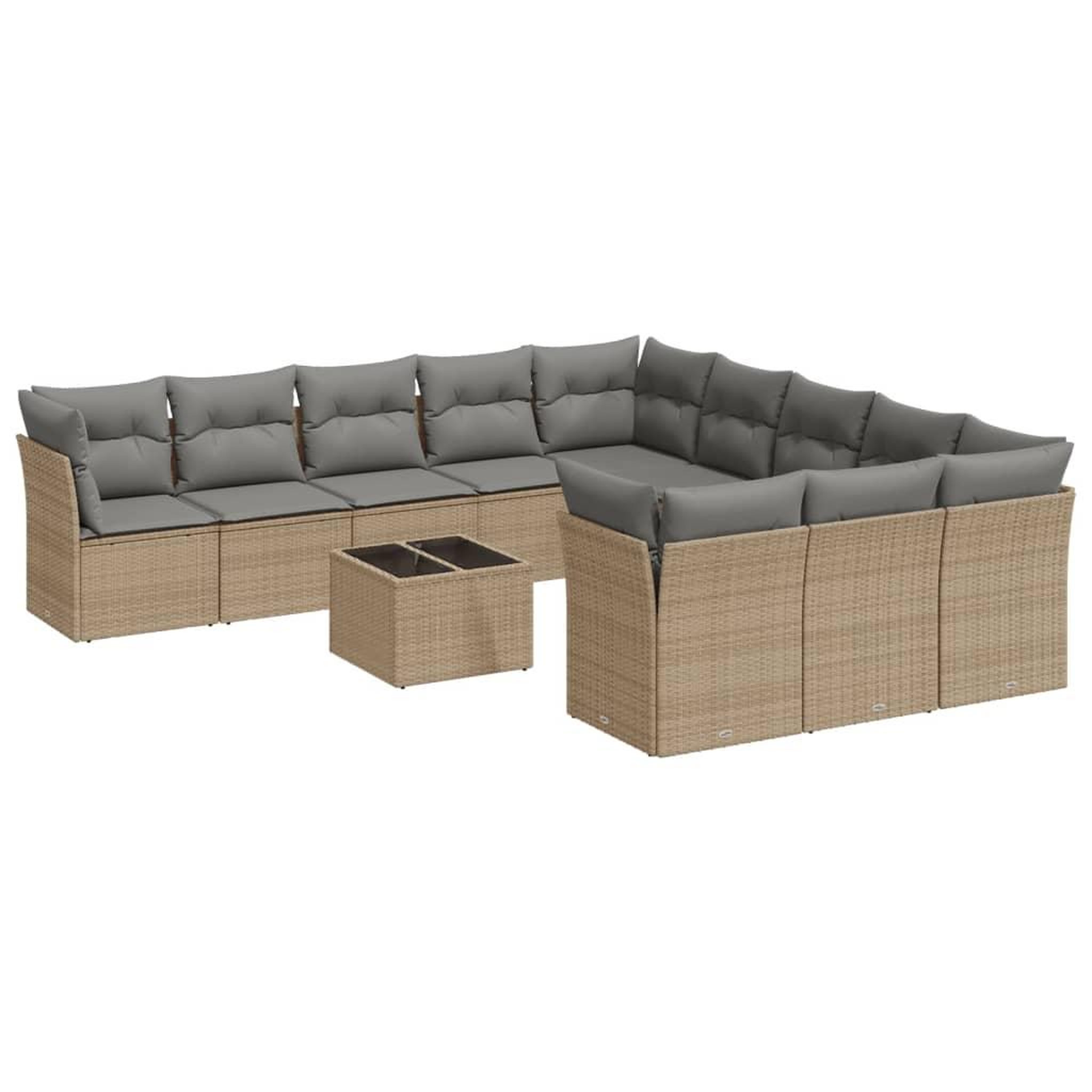 Voir la diapositive 2 : VIDAXL Salon de jardin avec coussins 12 pcs beige resine tressee