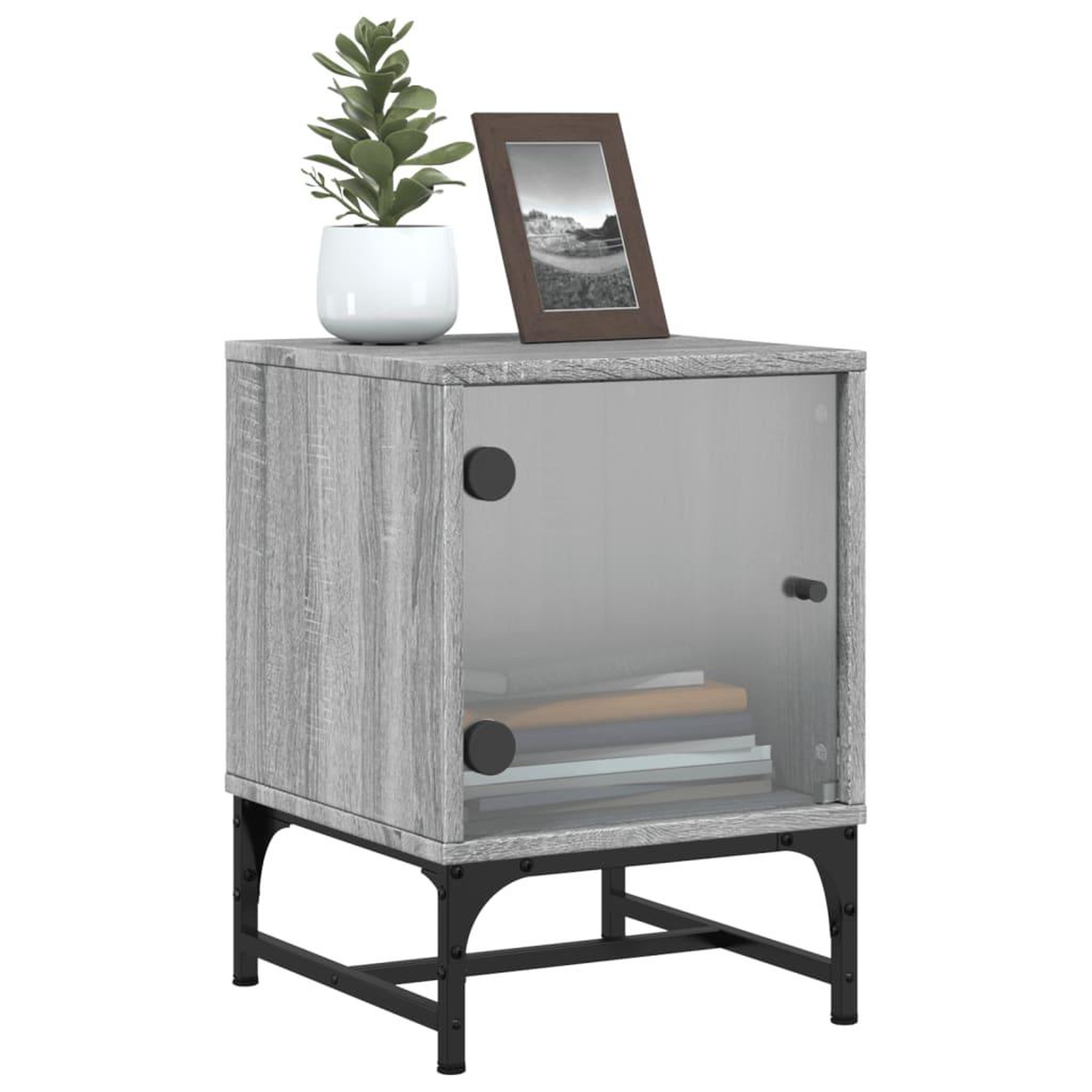 Voir la diapositive 5 : VIDAXL Tables de chevet et portes vitrees 2 pcs sonoma gris 35x37x50cm