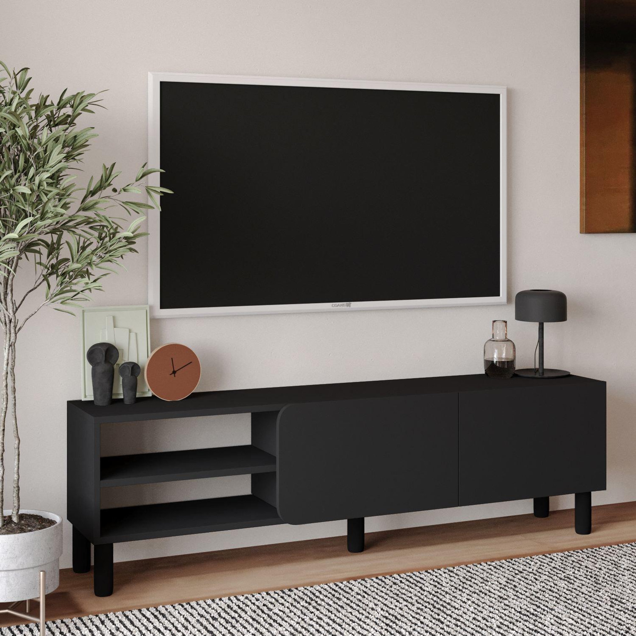 Voir la diapositive 3 : Habitat et Jardin Meuble tv en bois  river  - 150 x 31.4 x 48.2 cm - anthracite