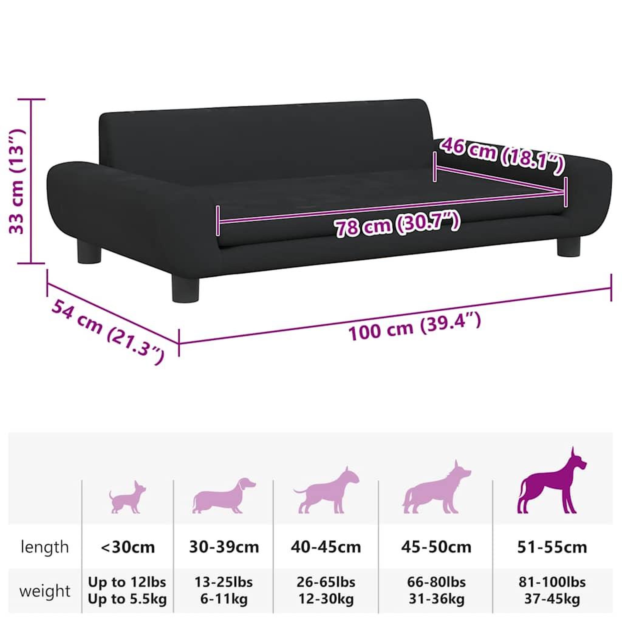 Voir la diapositive 6 : VIDAXL Lit pour chien noir 100x54x33 cm velours