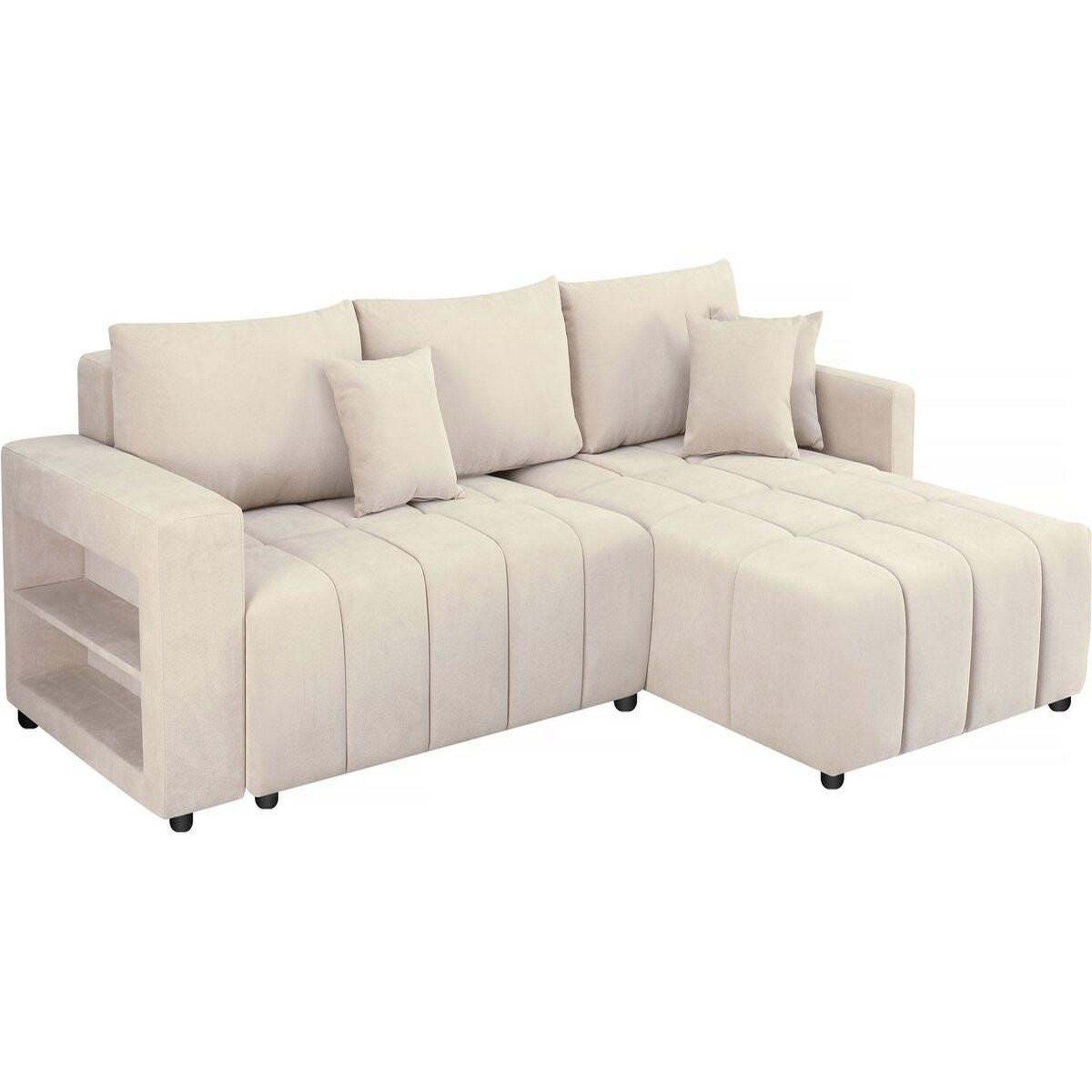 Habitat et Jardin Canapé d'angle convertible tissu chenille 3 places -  trocadero  - beige