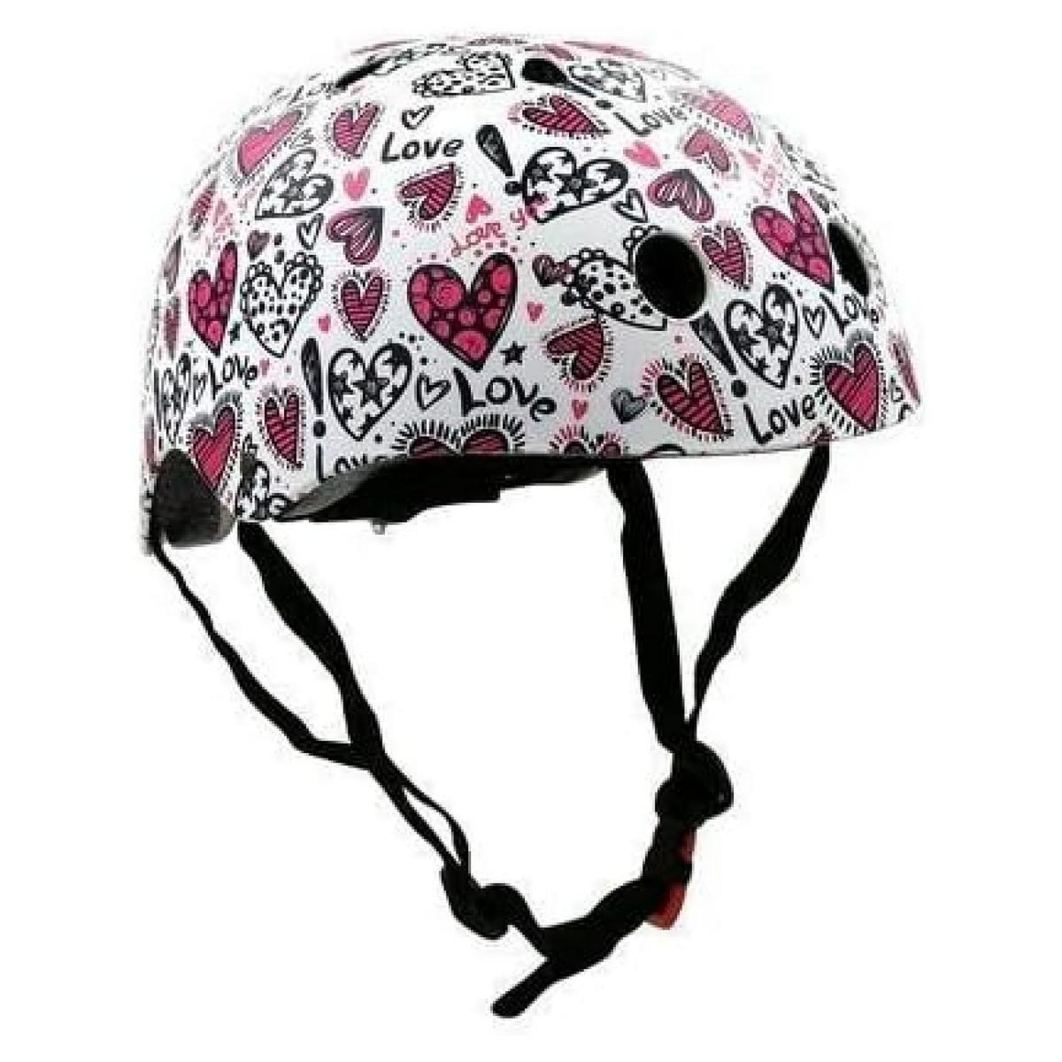 Kiddimoto Casque de vélo - blanc coeur rose
