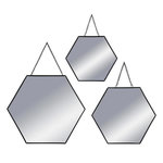 ATMOSPHERA Lot de 3 Miroirs Métal  Hexagone  29cm Noir
