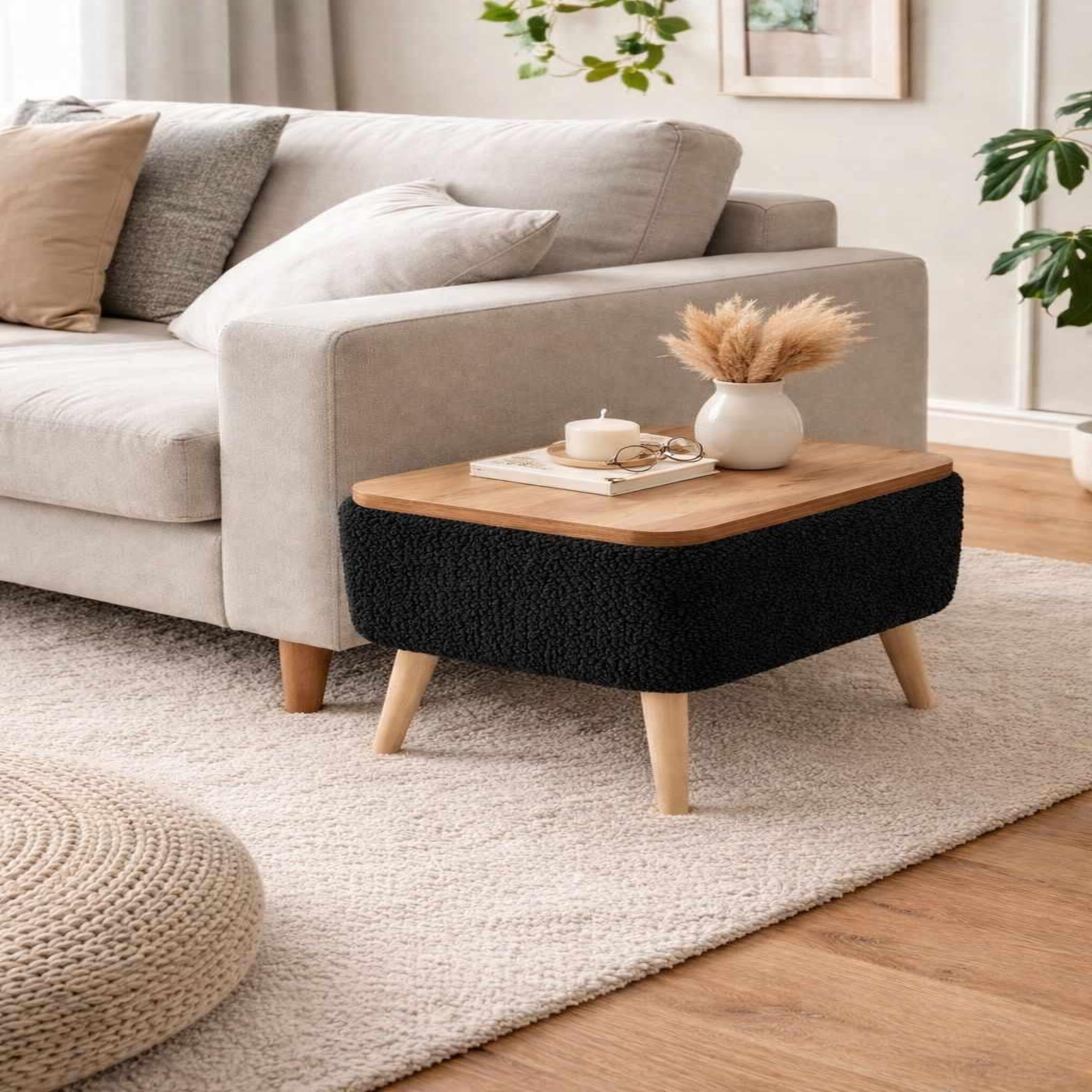 Voir la diapositive 2 : Habitat et Jardin Table d'Appoint en bois   Nora   - 60 x 45 x 30 cm - Noir