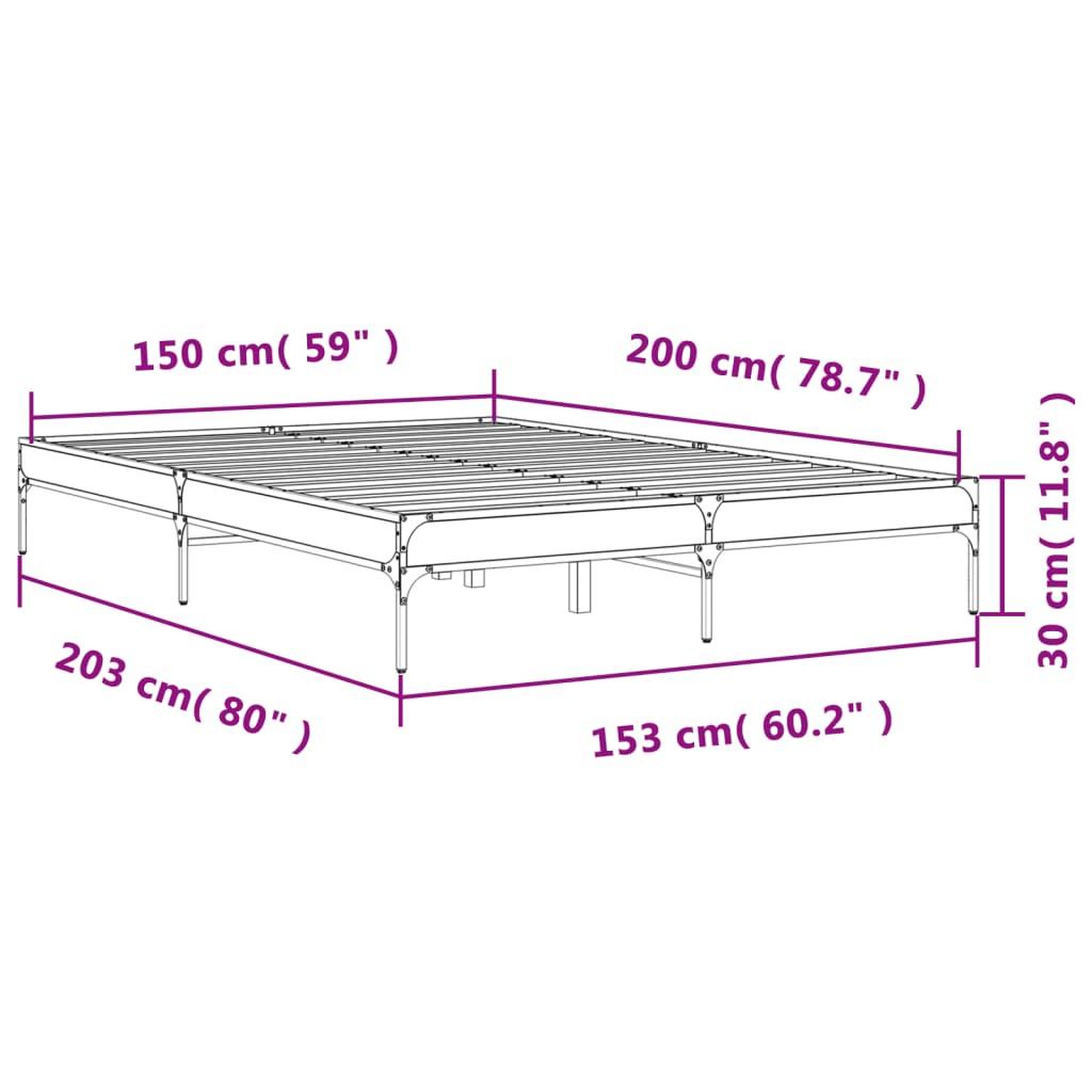 Voir la diapositive 6 : VIDAXL Cadre de lit sans matelas chene fume 150x200 cm