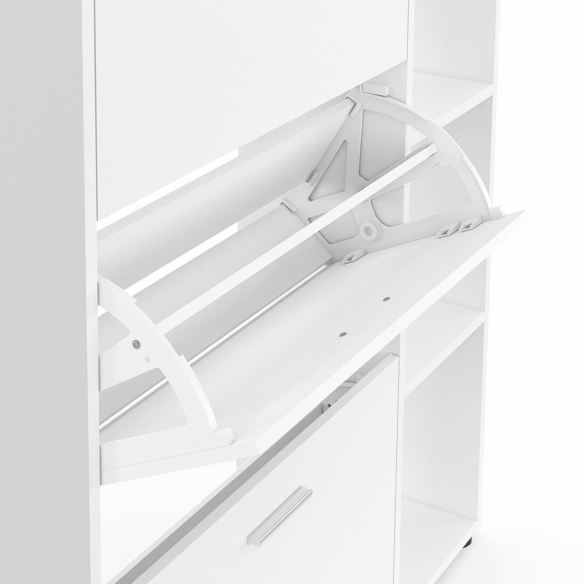 Voir la diapositive 6 : ID MARKET Meuble à chaussures 18 paires klark 3 portes avec étagère blanc
