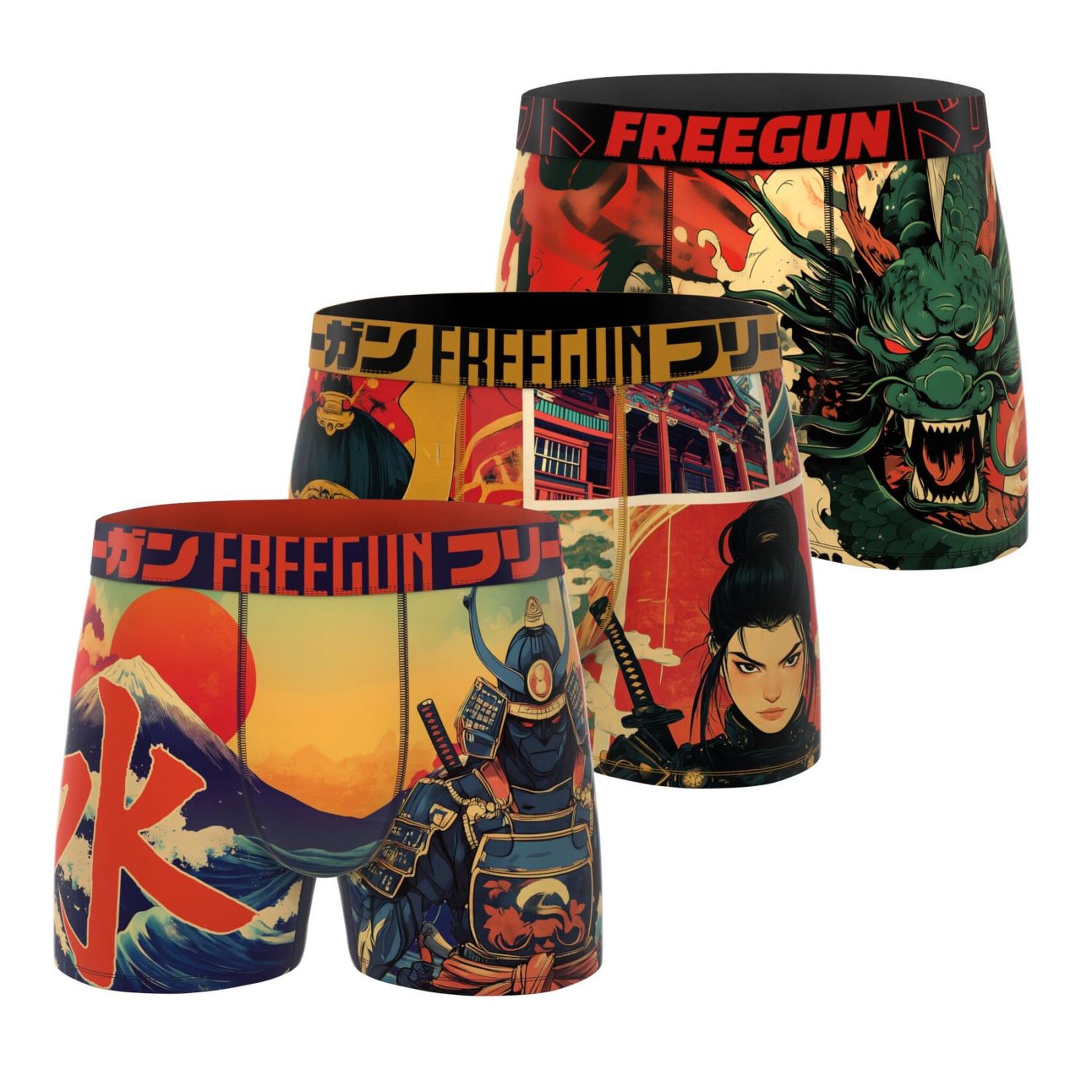 Voir la diapositive 1 : FREEGUN Lot de 3 boxers homme collection mangaka