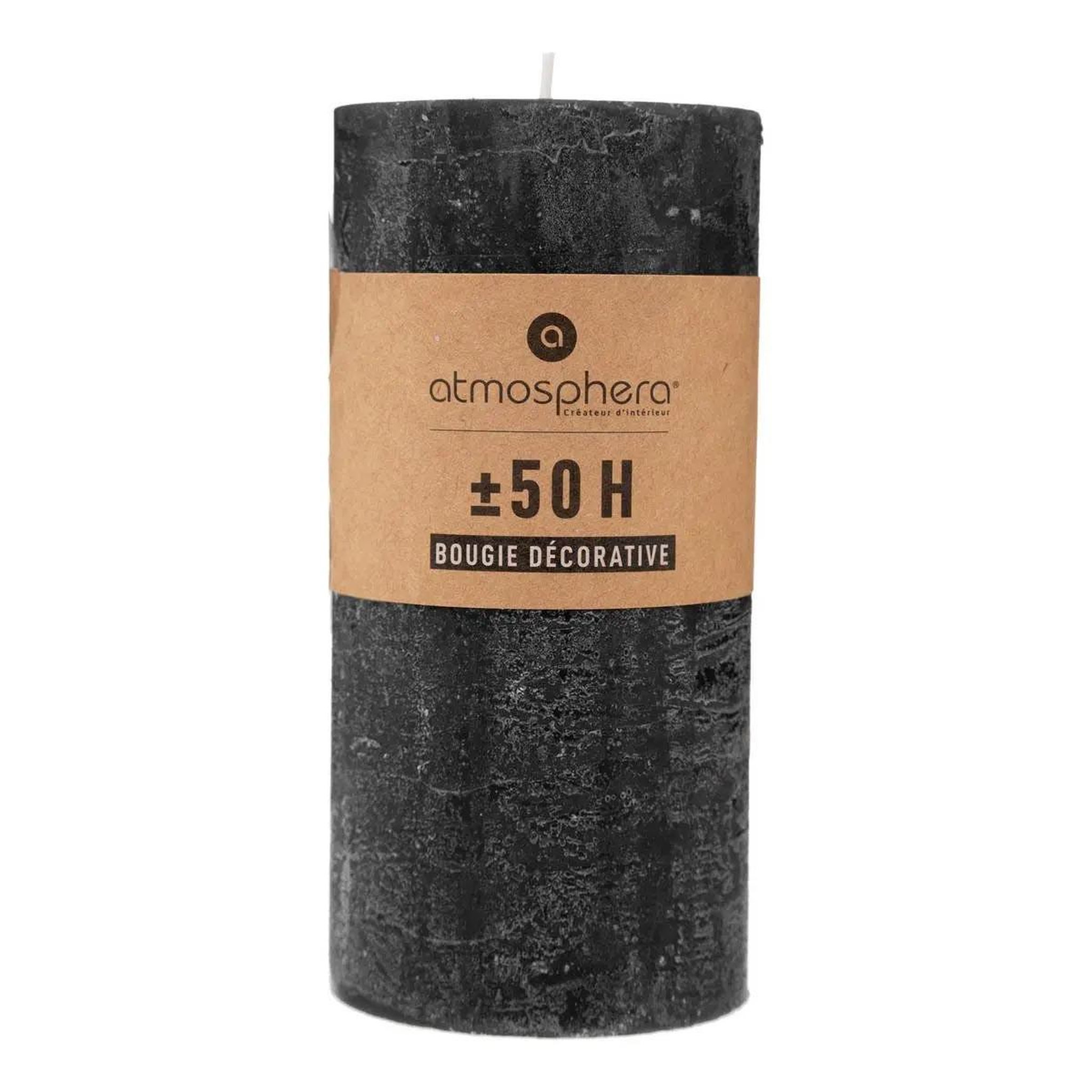 Voir la diapositive 2 : COMPTOIR DE LA BOUGIE Bougie cylindrique  rustic  14cm noir