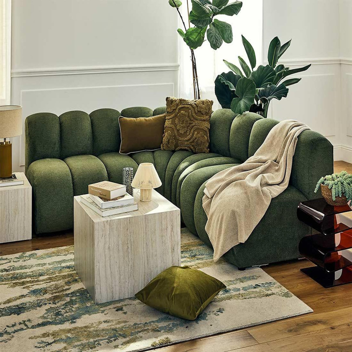 LISA DESIGN Debbie - canapé modulable d'angle réversible 4 places en tissu texturé