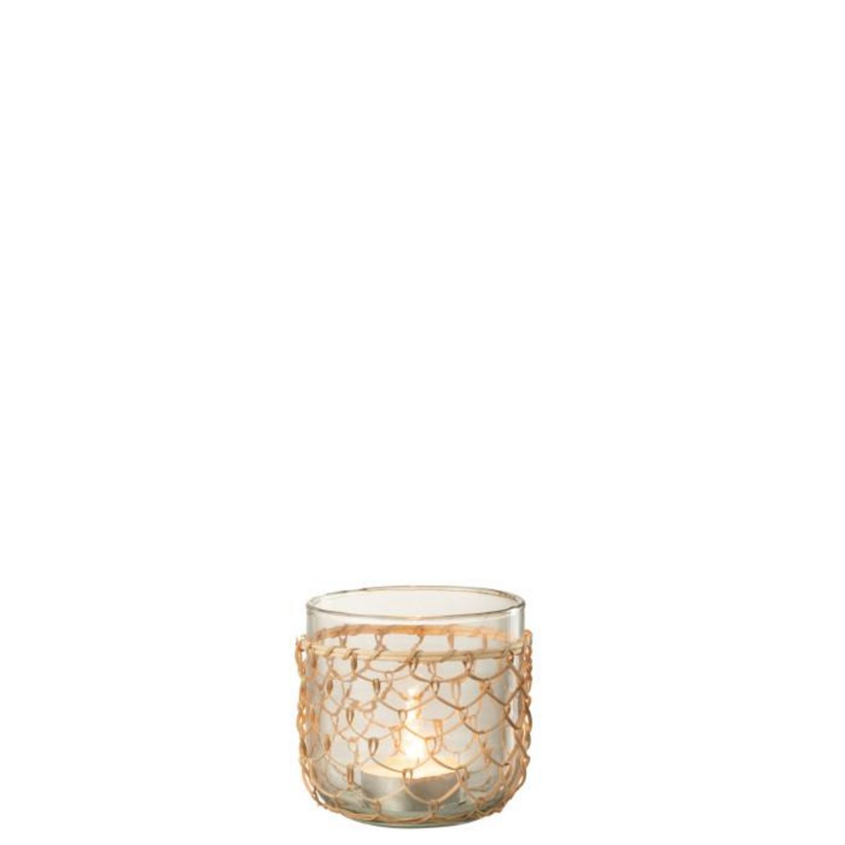 Paris Prix Photophore Design  Tricot  13cm Transparent & Naturel