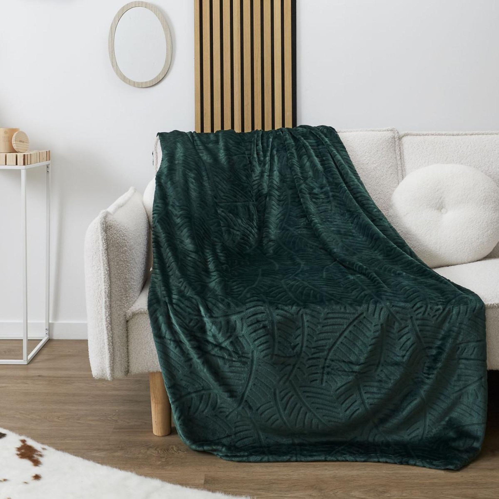 Voir la diapositive 2 : The Home Deco Factory Plaid flanelle embosse  roméo  150x200cm vert sapin