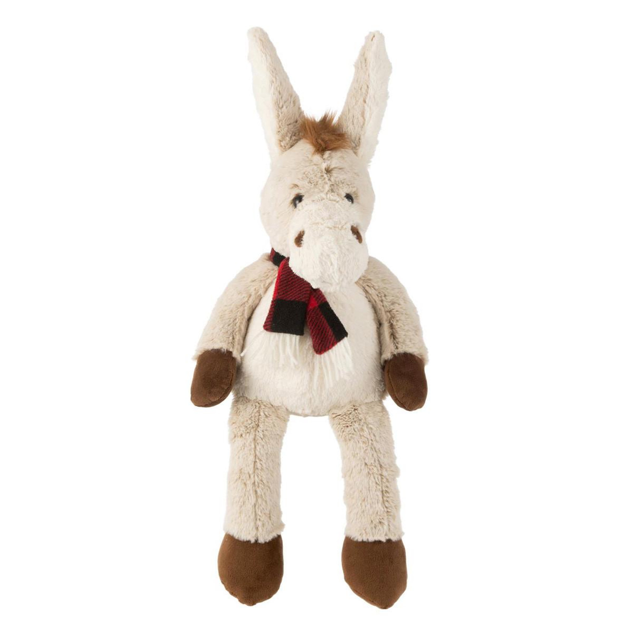 J-LINE Peluche âne  écharpe  33cm beige
