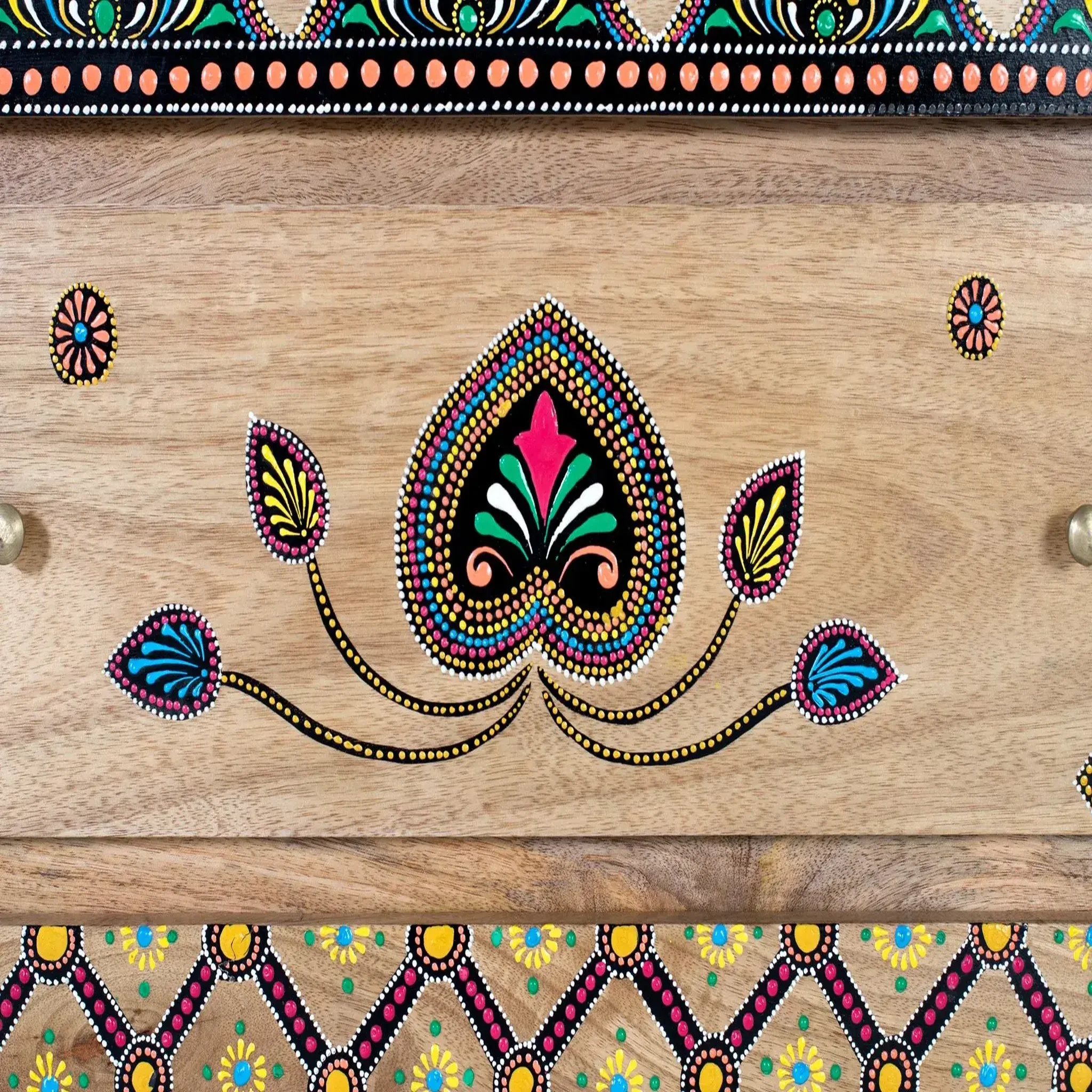 Voir la diapositive 3 : GINER Y COLOMER SL Commode en bois de manguier 91 cm style boho ethnique