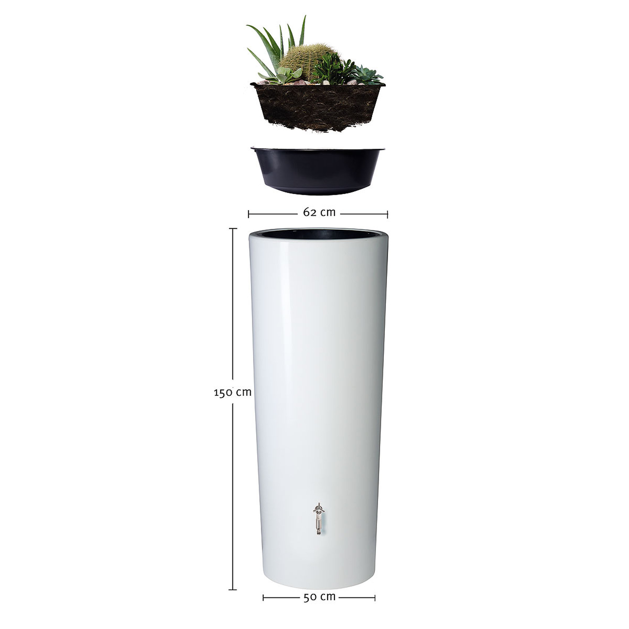 Voir la diapositive 3 : GARANTIA Récupérateur d'eau arrondi 350L Coco