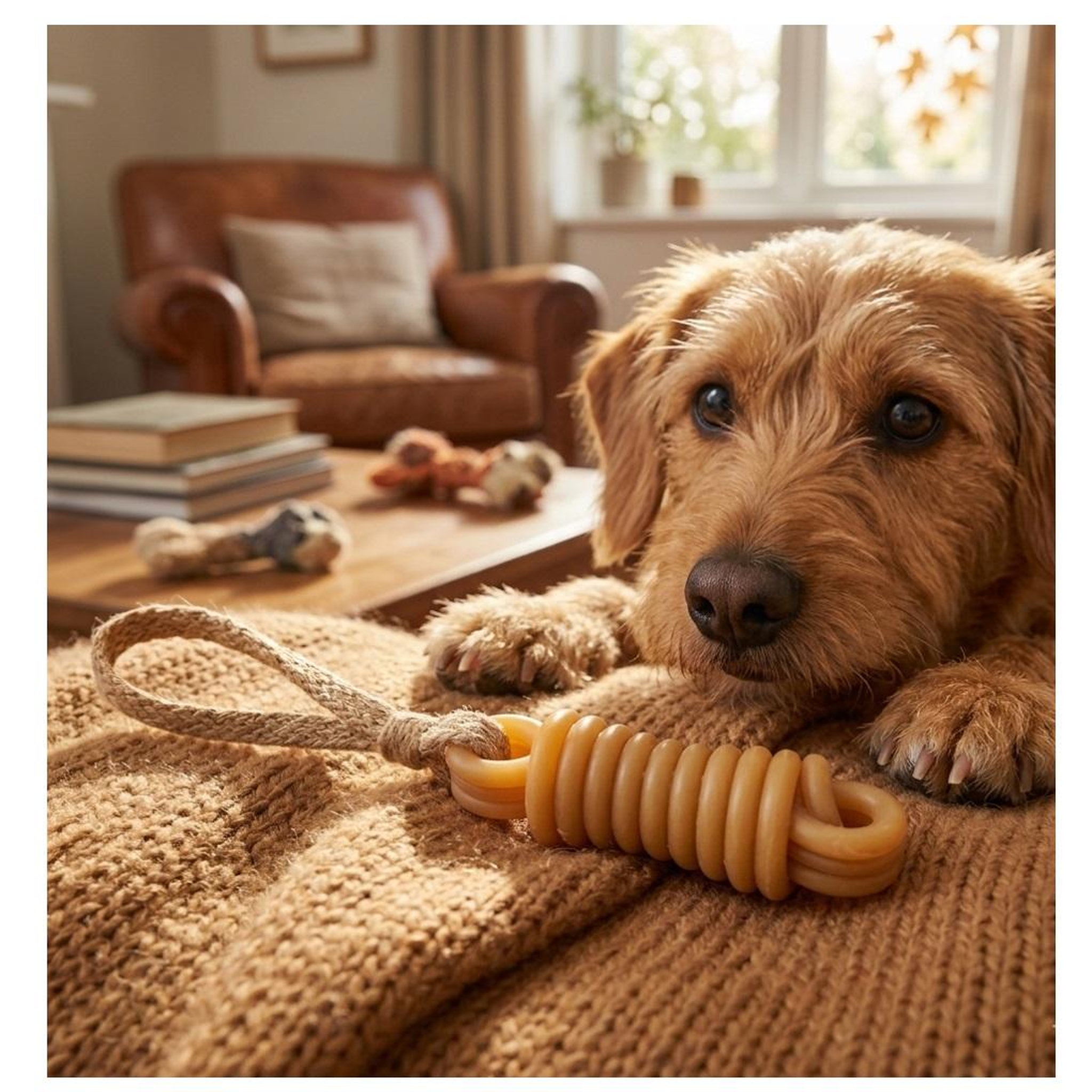 Voir la diapositive 2 : Eden Jouet bâton avec corde de caoutchouc pour chien