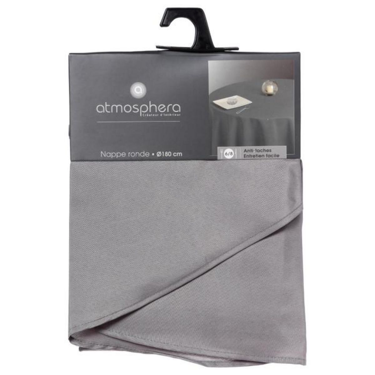 ATMOSPHERA Nappe Antitache Ronde  Unie  180cm Gris