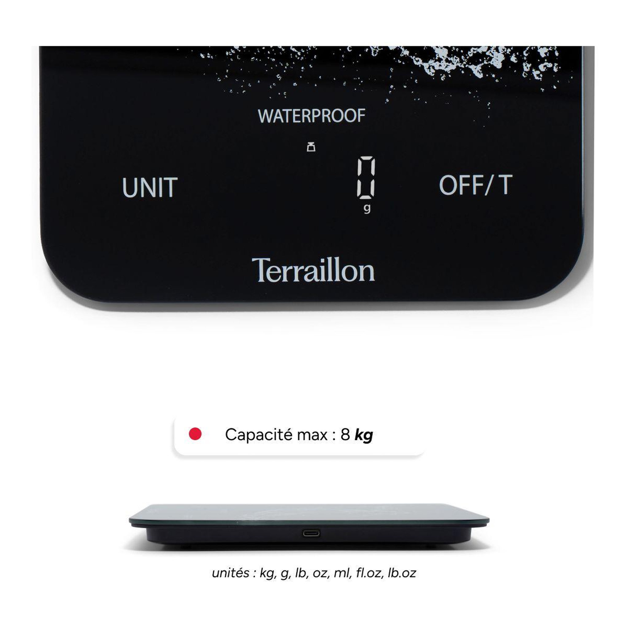 Voir la diapositive 4 : Terraillon Balance de cuisine aqua resist 15307