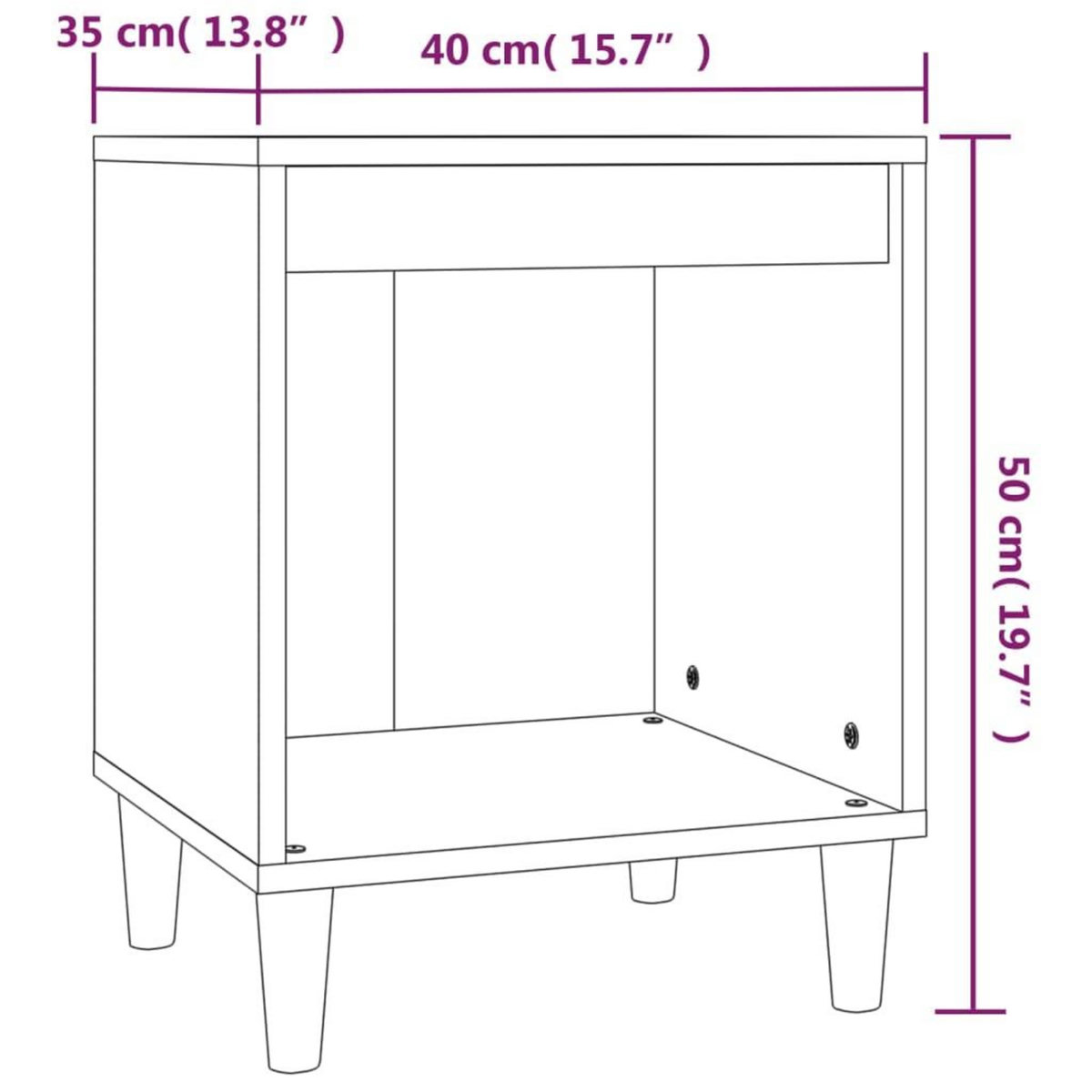 VIDAXL Table de chevet Blanc brillant 40x35x50 cm Bois d'ingenierie