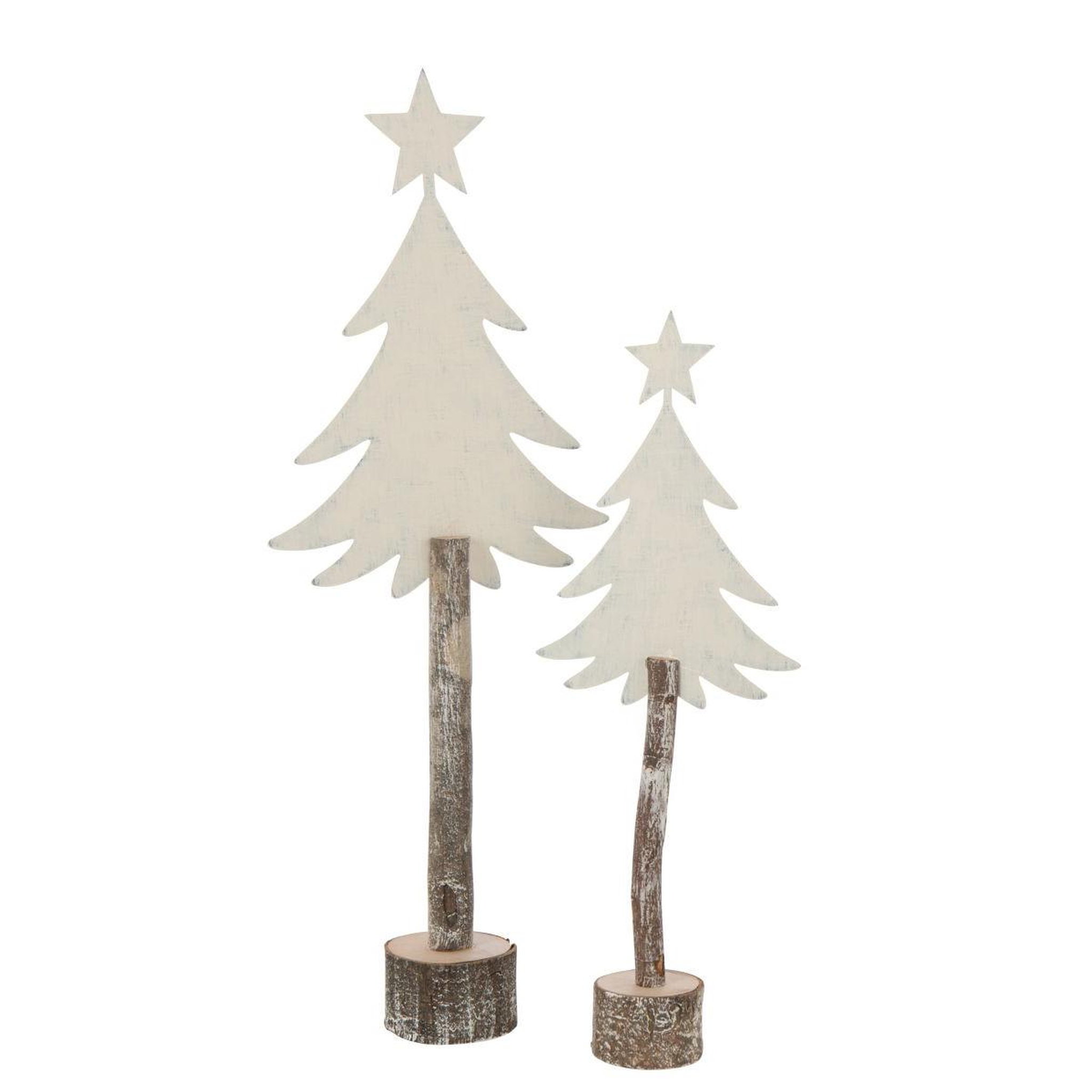 Voir la diapositive 2 : J-LINE Sapin de noël sur tronc  étoile  60cm blanc cassé