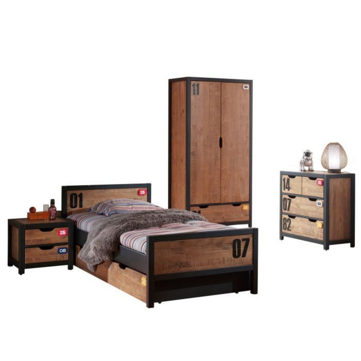 Paris Prix Chambre Complète Enfant 5P  Alex  Marron & Noir