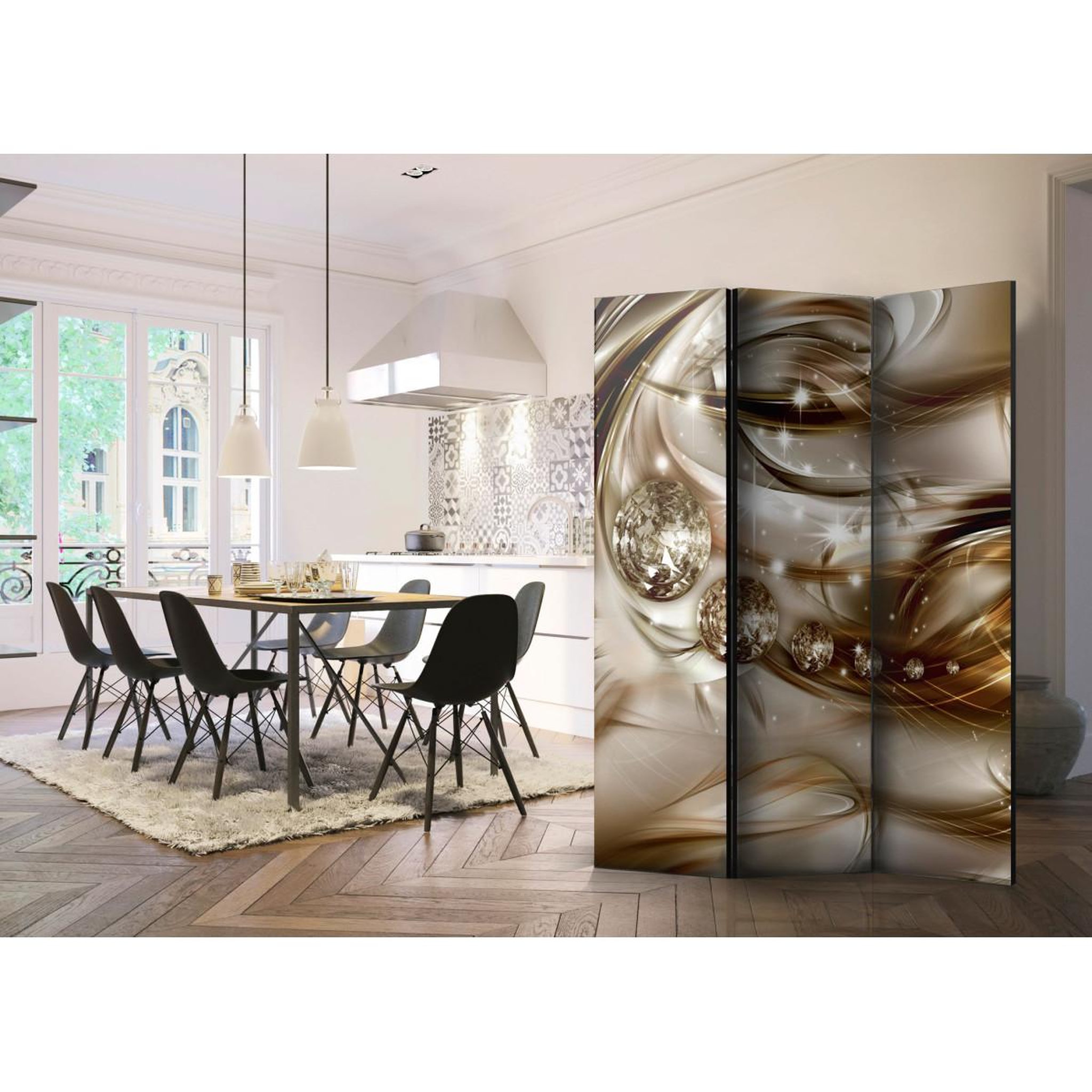 Voir la diapositive 2 : Paris Prix Paravent 3 volets  chocolate tide  135x172cm
