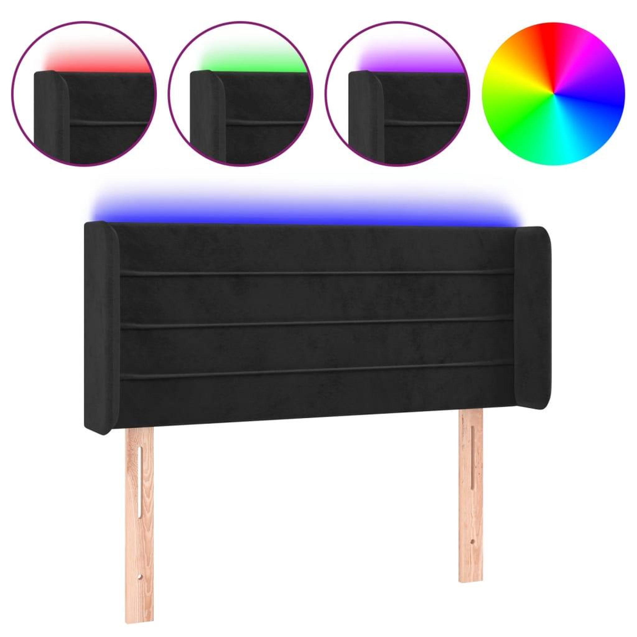 Voir la diapositive 2 : VIDAXL Tete de lit a LED Noir 83x16x78/88 cm Velours