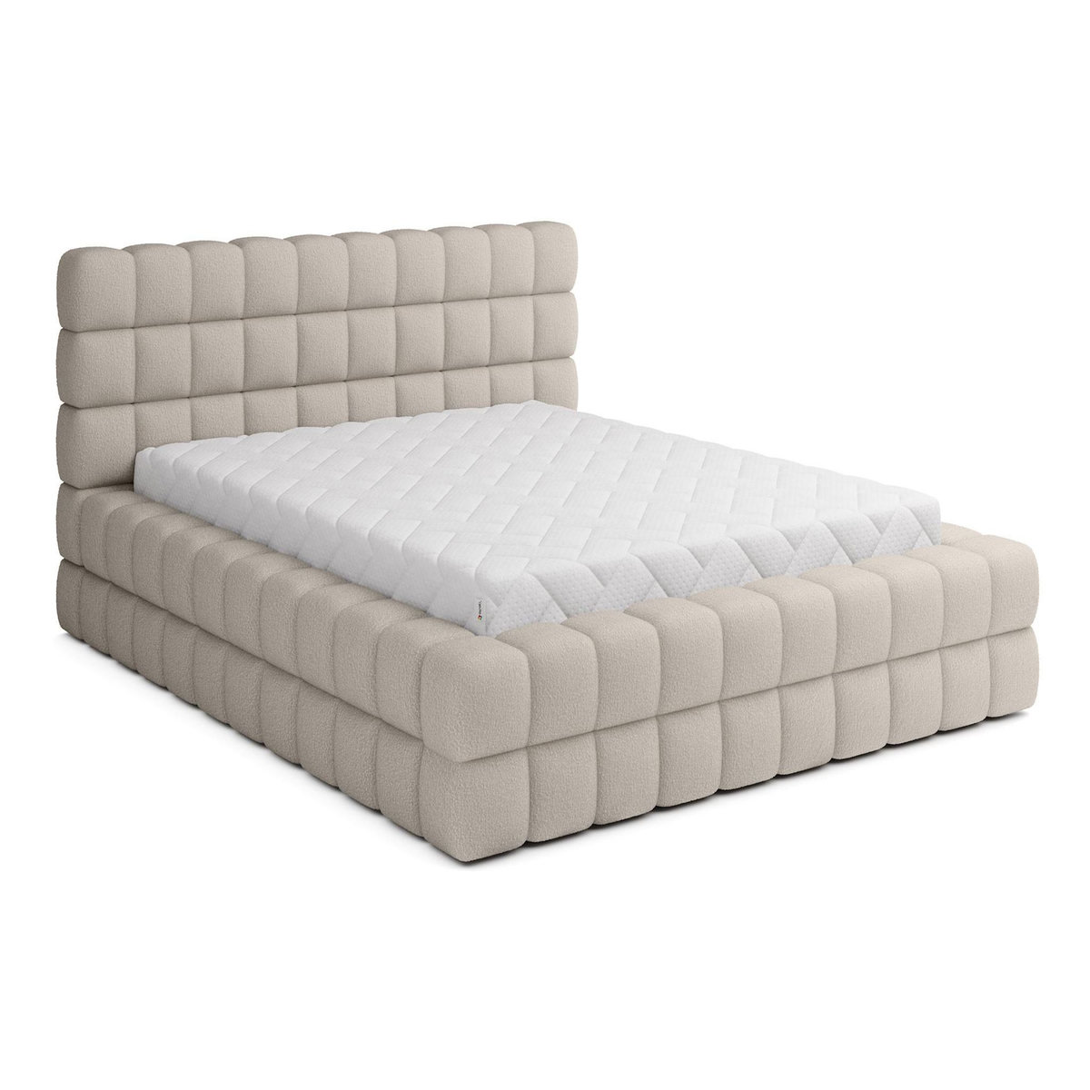 BEST MOBILIER Kingston - lit coffre - 160x200 - sommier inclus - en tissu bouclette