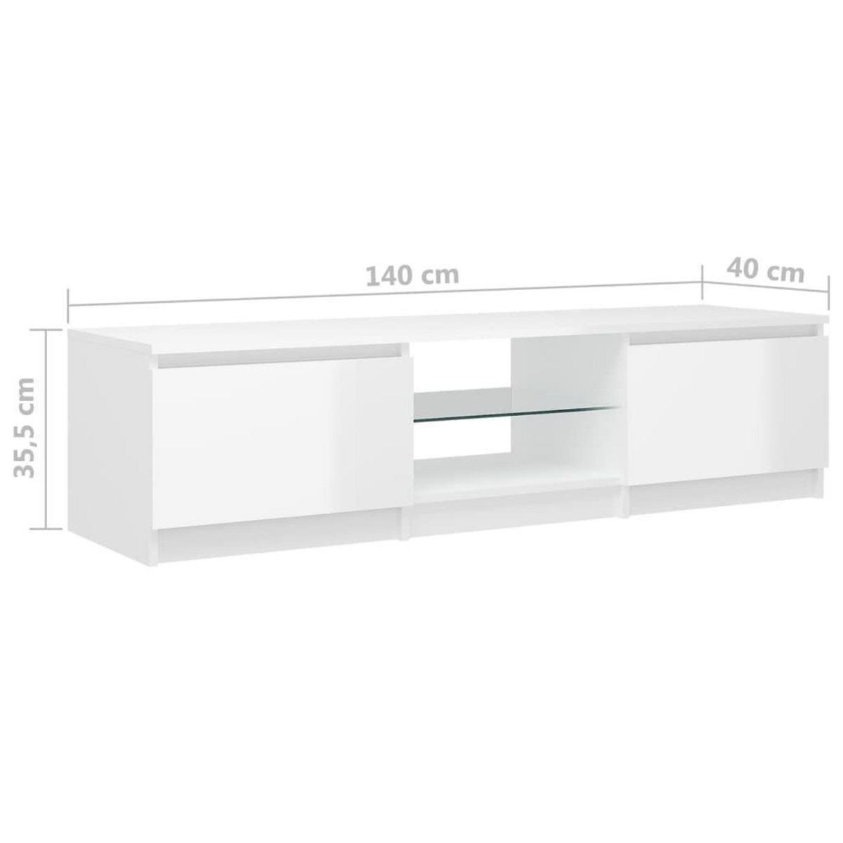 VIDAXL Meuble TV avec lumieres LED blanc brillant 140x40x35,5 cm