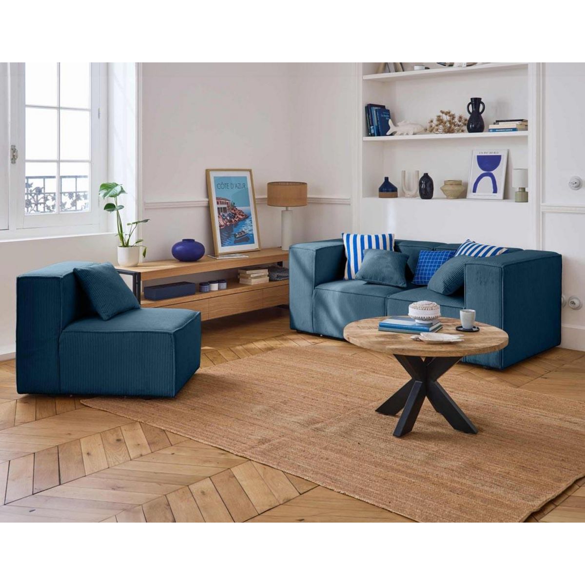 LISA DESIGN Arty - canapé modulable 3 places - en velours côtelé