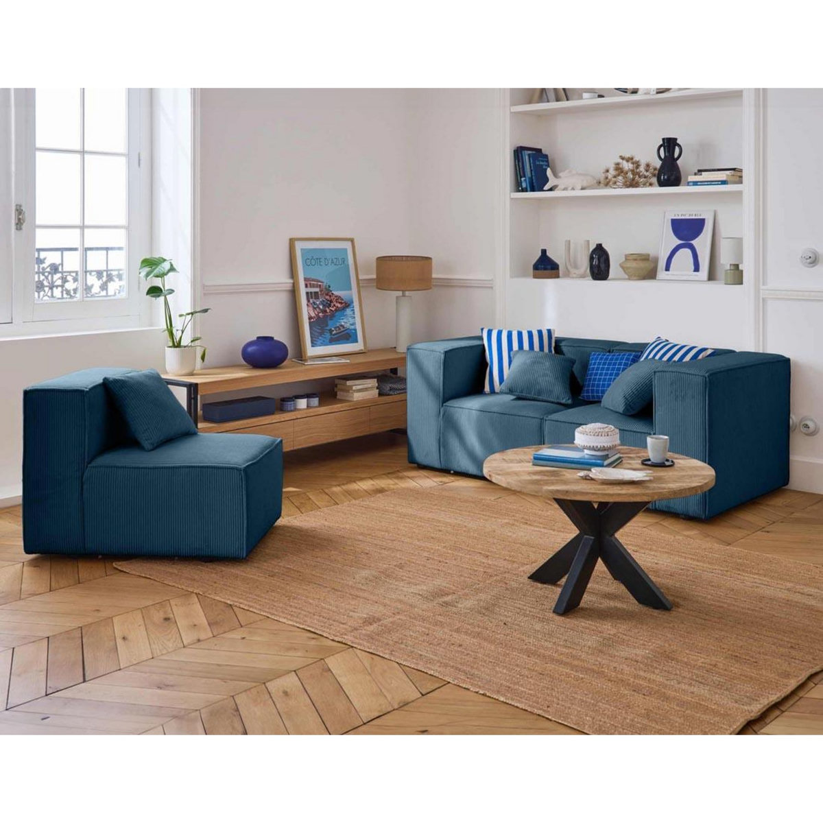 LISA DESIGN Arty - canapé modulable 3 places - en velours côtelé