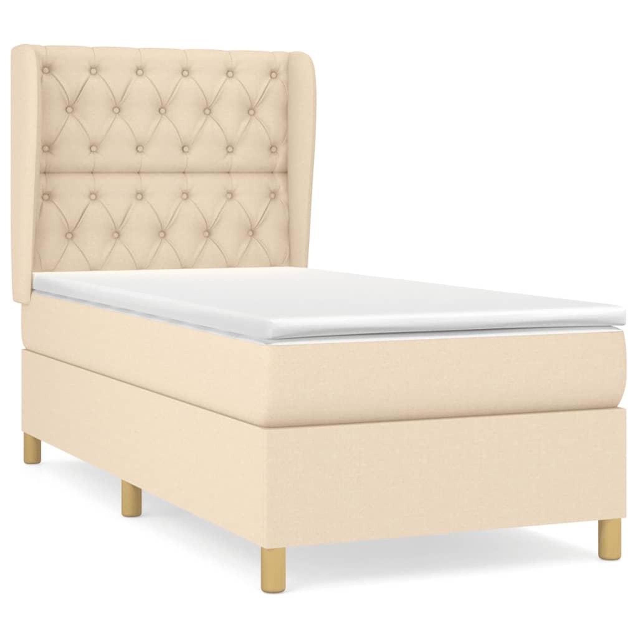 Voir la diapositive 2 : VIDAXL Sommier a lattes de lit avec matelas Creme 80x200 cm Tissu