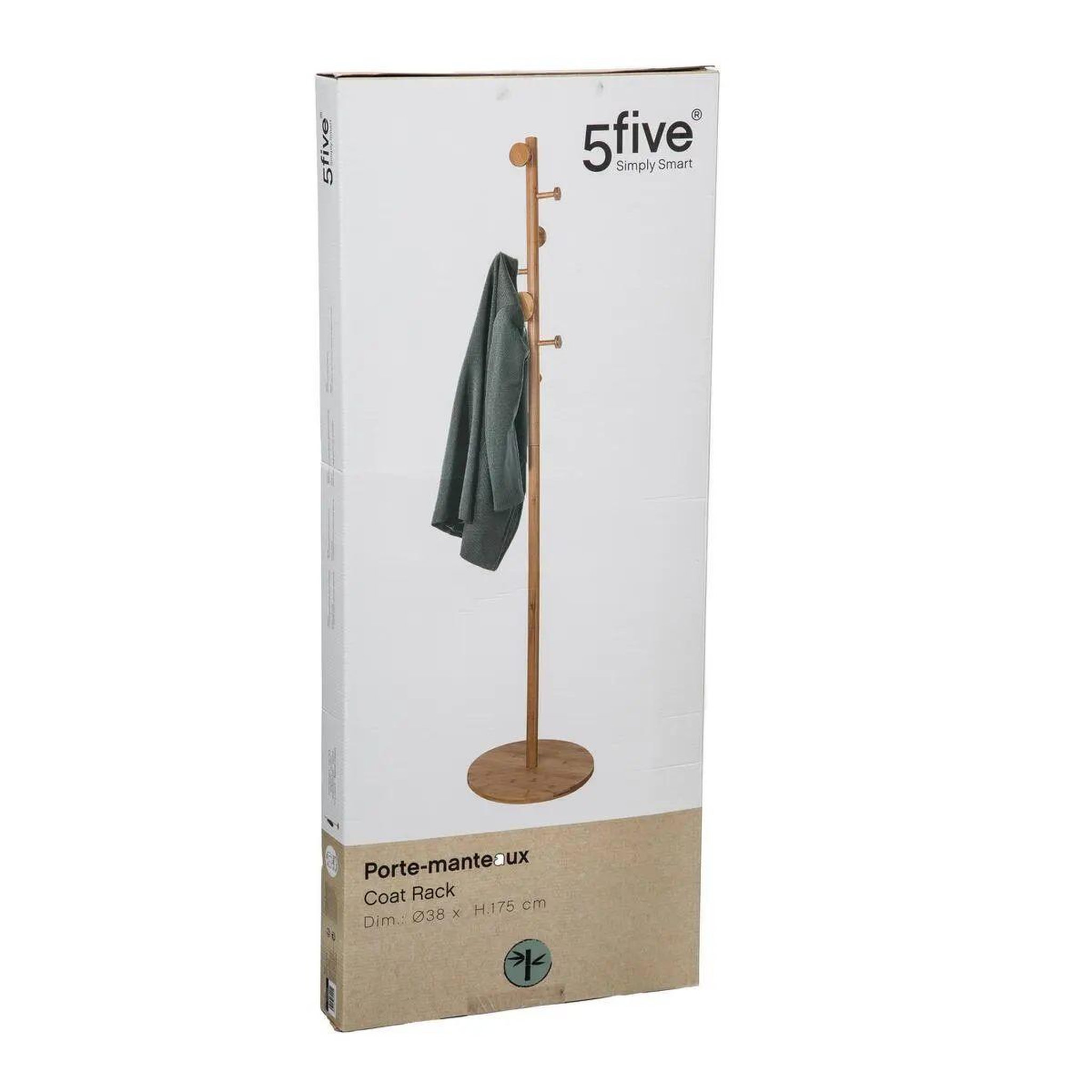 Voir la diapositive 4 : FIVE Porte Manteau en bambou avec 8 accroches - Beige