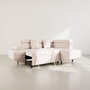 Voir la diapositive 2 : BEST MOBILIER Margaux - canapé d'angle droit 5 places convertible avec coffre et têtières réglables en velours texturé