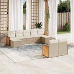 VIDAXL Salon de jardin avec coussins 9 pcs beige resine tressee