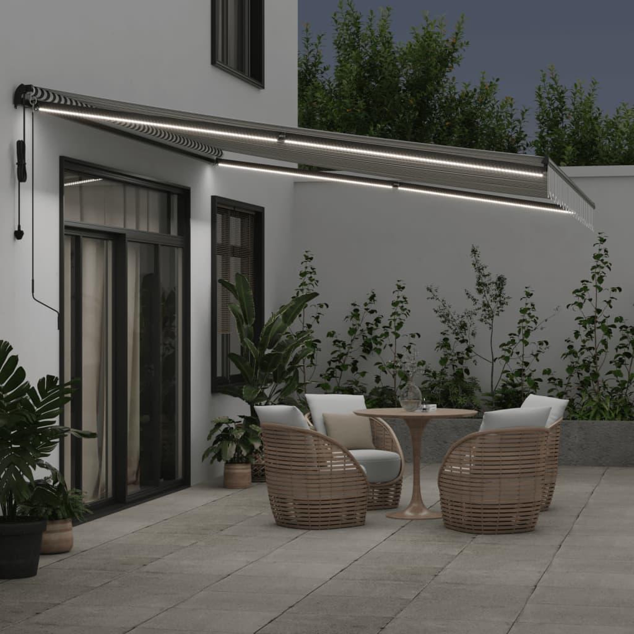 Voir la diapositive 3 : VIDAXL Auvent retractable automatique avec LED anthracite et blanc