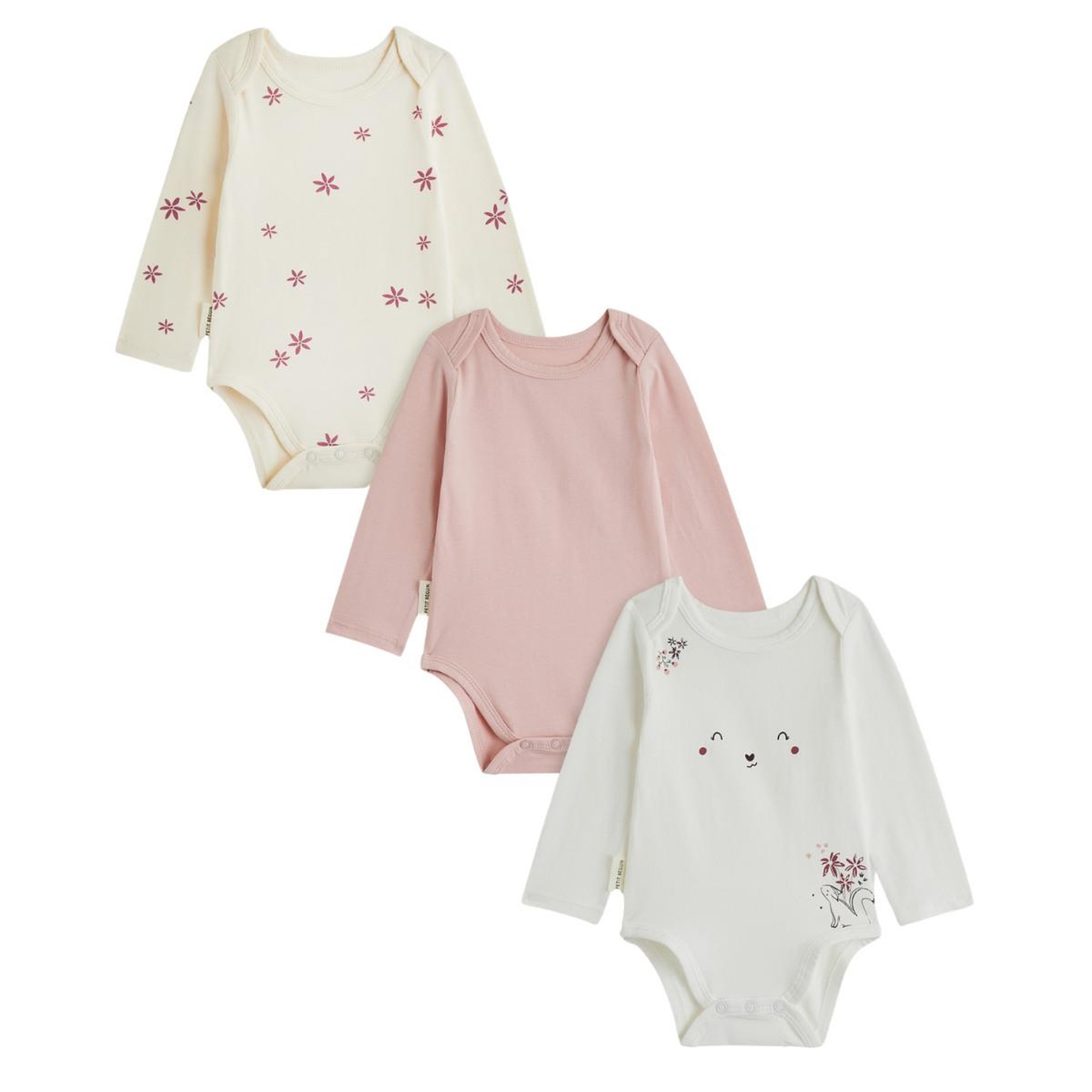 Voir la diapositive 1 : PETIT BEGUIN Lot de 3 bodies bébé manches longues Misti