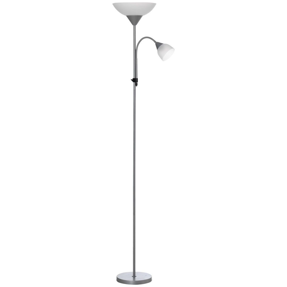 HOMCOM Lampadaire 2 têtes douilles E27 E14 base métal dim. Ø28 x 179,5H cm gris blanc
