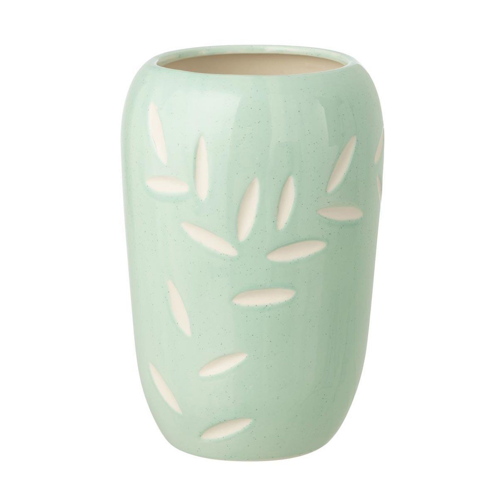 J-LINE Vase feuilles en porcelaine  foglia  29cm bleu clair